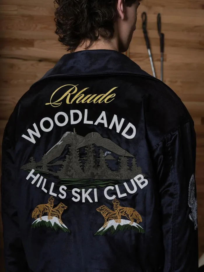 Men Rhude Outerwear WOODLAND HILLS VELVET JACKET Navy
