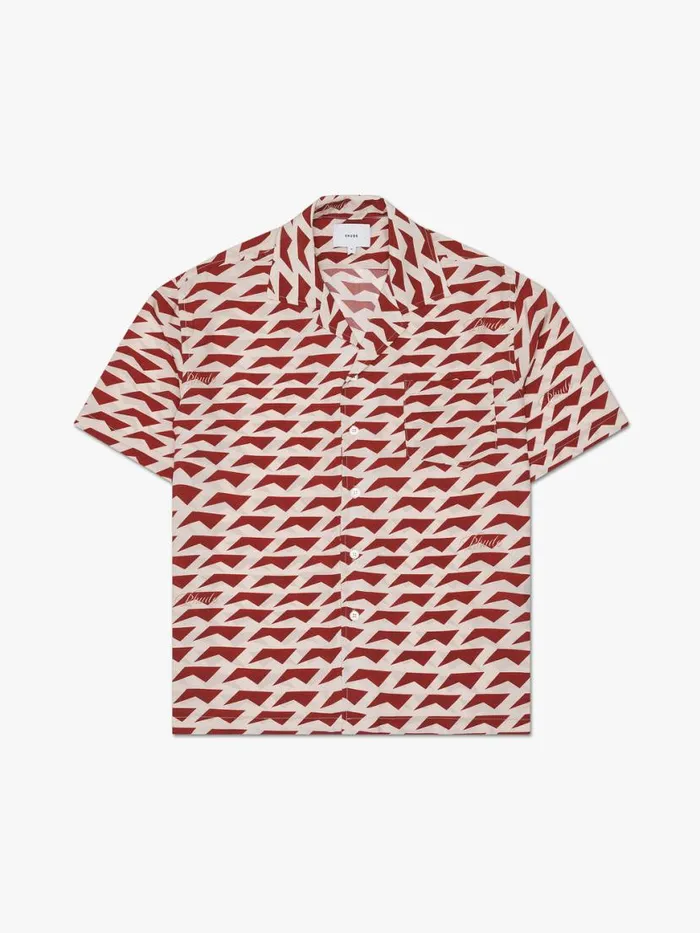 Men Rhude Shirts DOLCE VITA SILK SHIRT Red Creme