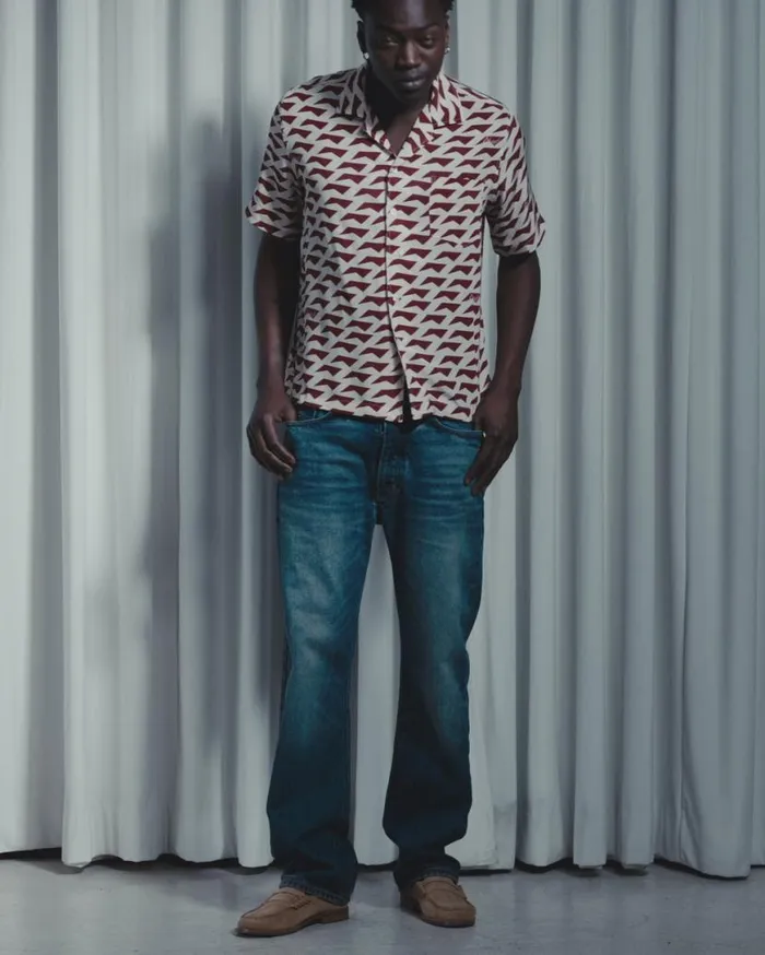 Men Rhude Shirts DOLCE VITA SILK SHIRT Red Creme