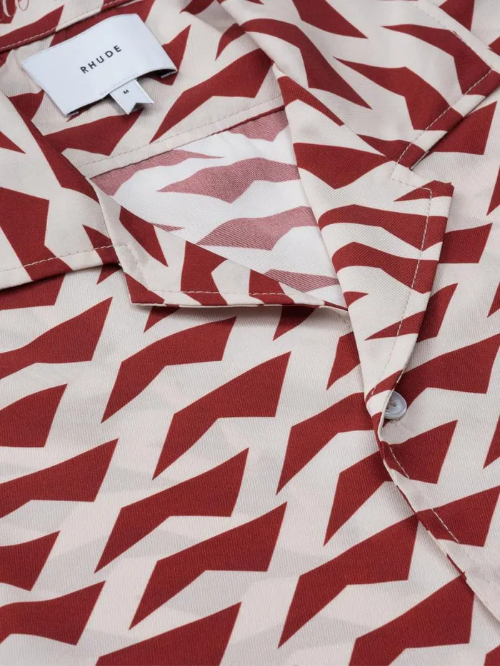 Men Rhude Shirts DOLCE VITA SILK SHIRT Red Creme