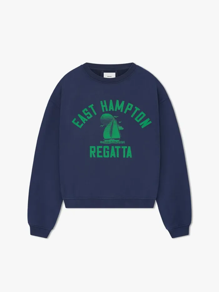 Men Rhude Sweatshirts HAMPTON REGATTA CREWNECK Navy
