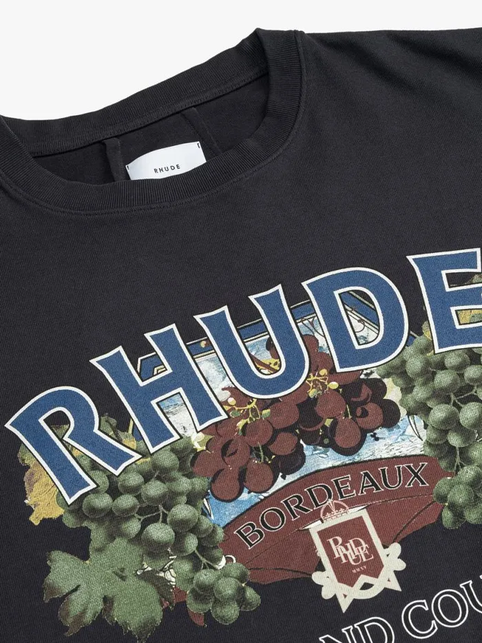 Men Rhude Tees TOWN AND COUNTRY TEE Vtg Black