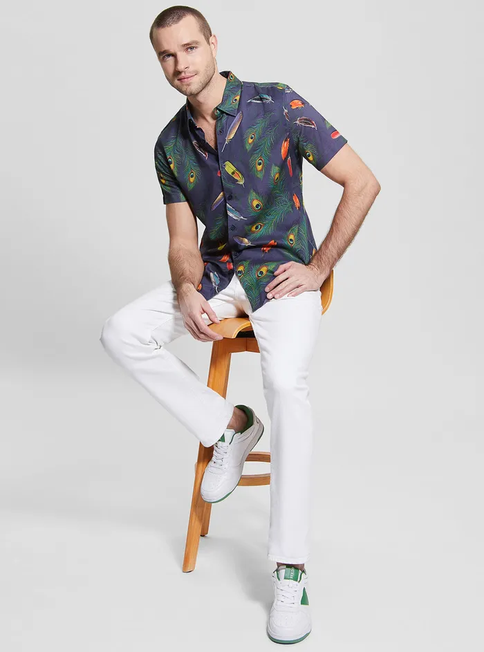 Men Shirts GUESS Eco Feather Rayon Shirt Men Shirts GUESS Eco Feather Rayon Shirt