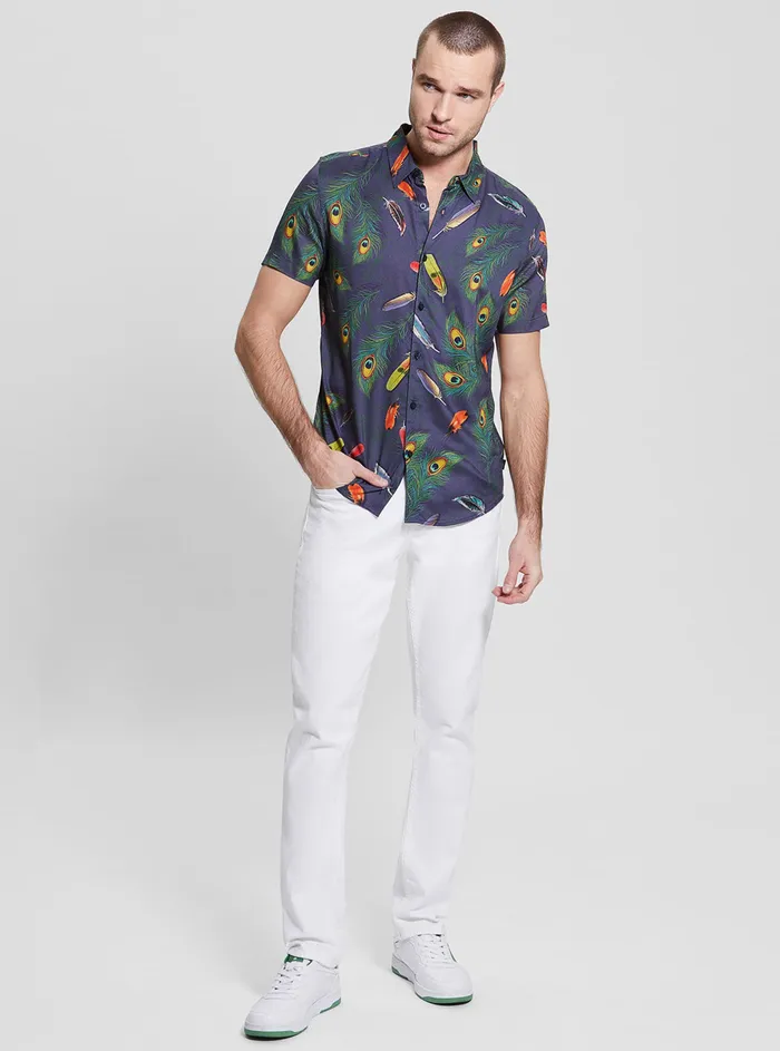 Men Shirts GUESS Eco Feather Rayon Shirt Men Shirts GUESS Eco Feather Rayon Shirt