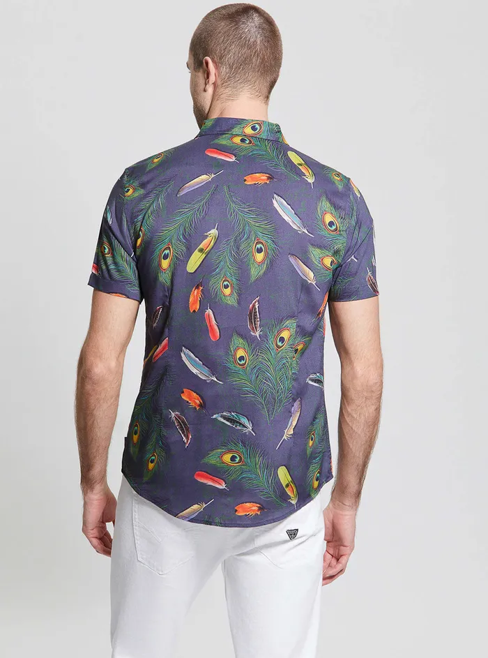 Men Shirts GUESS Eco Feather Rayon Shirt Men Shirts GUESS Eco Feather Rayon Shirt