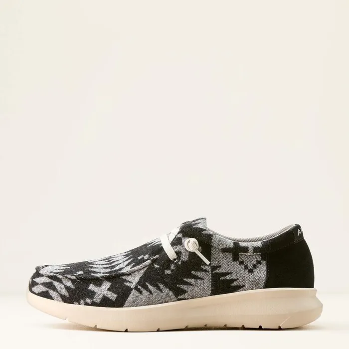 Men Shoes and Sneakers Ariat Hilo Shoe Black and White Flannel Blanketblack Sued