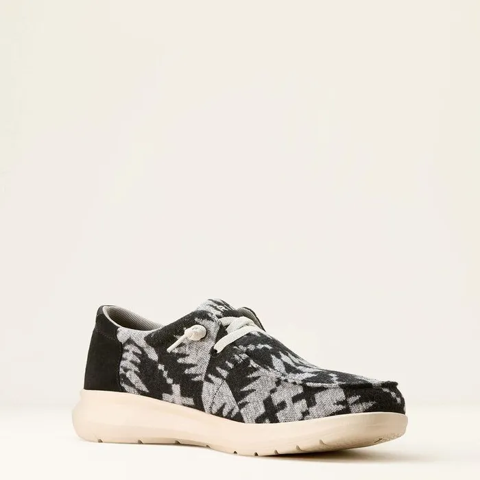 Men Shoes and Sneakers Ariat Hilo Shoe Black and White Flannel Blanketblack Sued