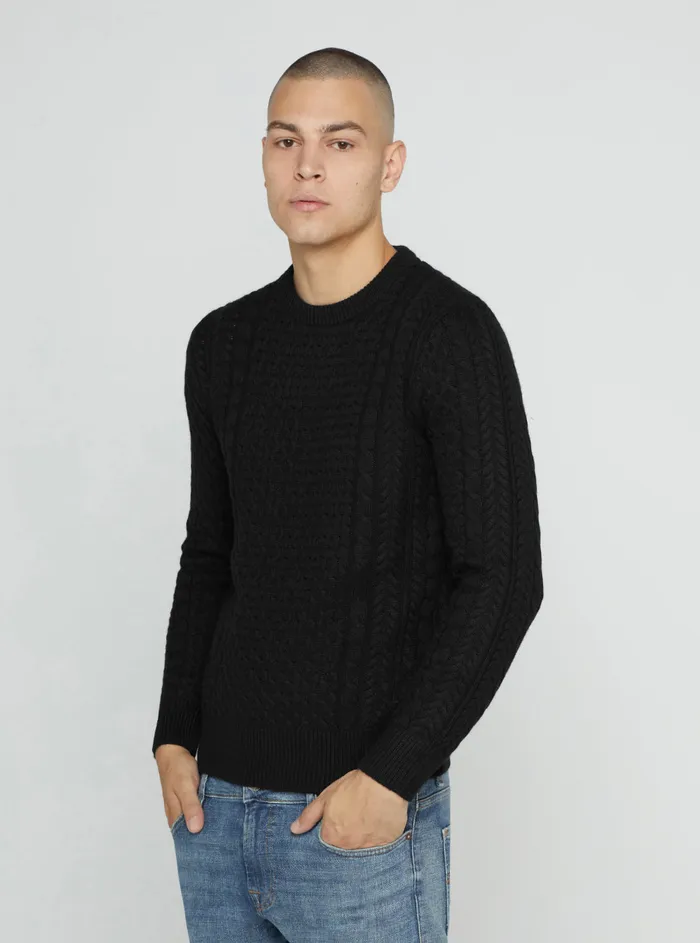 Men Sweaters and Knits GUESS Black Paise Norvegian Jumper