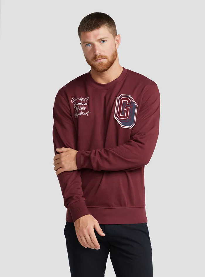 Men Sweaters and Knits GUESS Vino Yustin Logo Embroidered Jumper