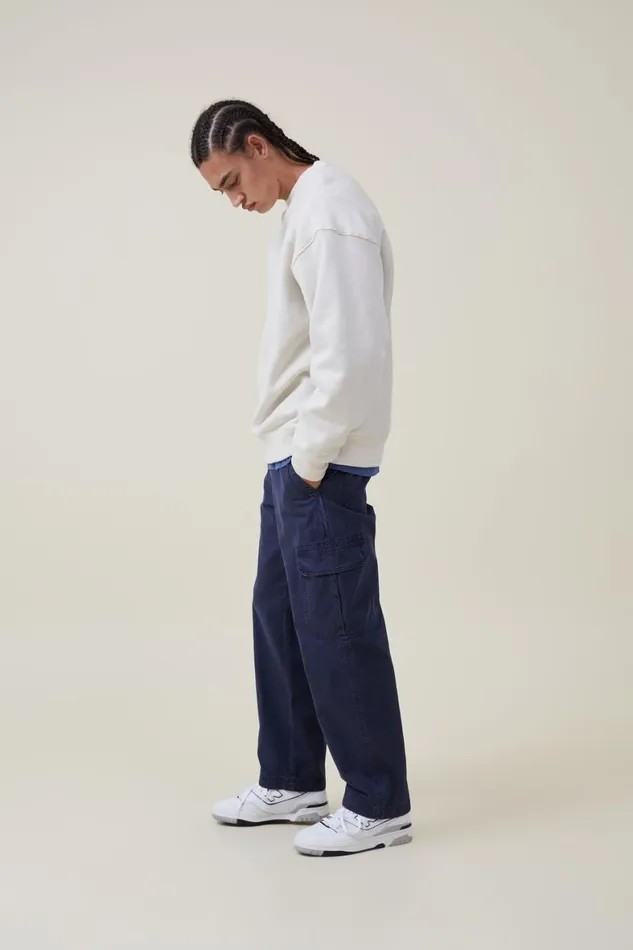 Men Sweats and Hoodies Cotton On Oversized Crew Sweater Ecru