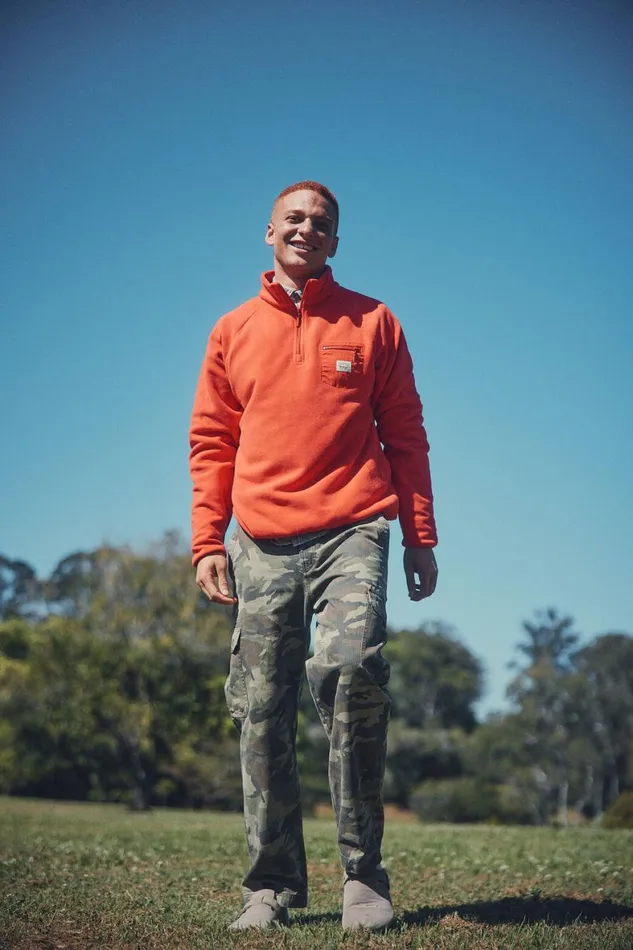 Men Sweats and Hoodies Cotton On Quarter Zip Polar Fleece Burnt Red Yellowstone