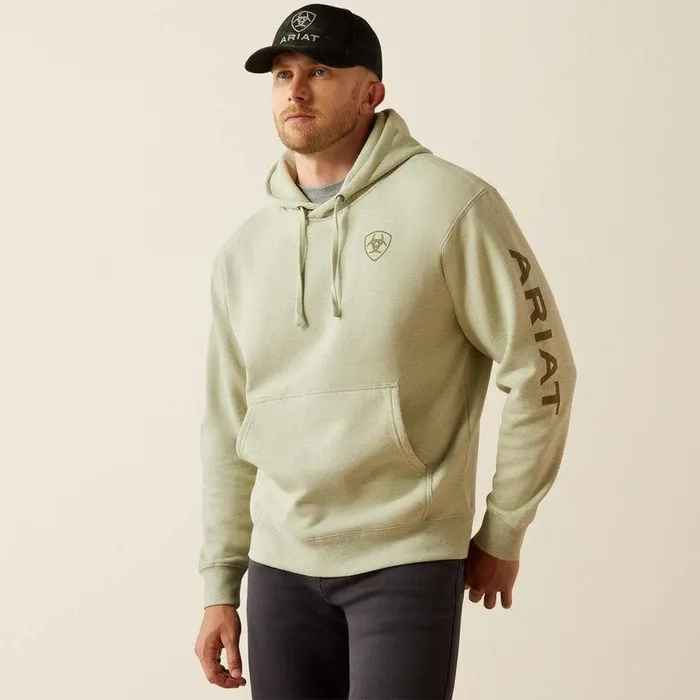 Men Sweatshirts and Hoodies Ariat Ariat Logo Hoodie Sage Heather
