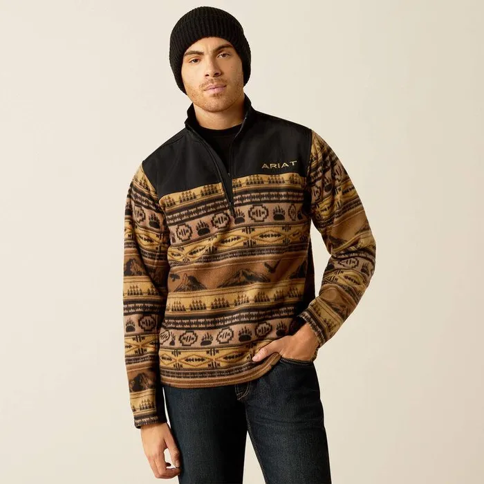 Men Sweatshirts and Hoodies Ariat Basis 20 14 Zip Sweatshirt Brown Scenic Serape