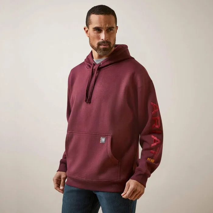 Men Sweatshirts and Hoodies Ariat Rebar Graphic Hoodie Malbecand Grey