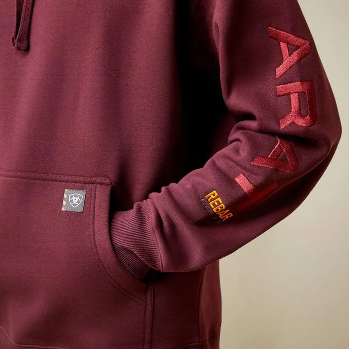 Men Sweatshirts and Hoodies Ariat Rebar Graphic Hoodie Malbecand Grey