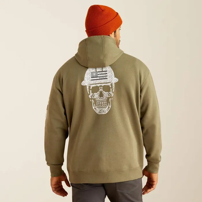 Men Sweatshirts and Hoodies Ariat Rebar Roughneck Pullover Hoodie Deep Lichen