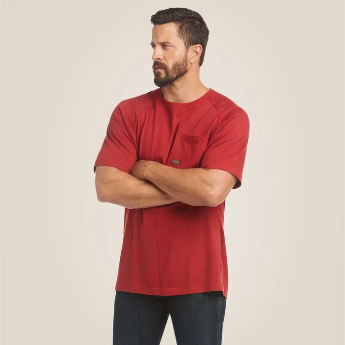 Men TShirts and Polos Ariat Rebar Cotton Strong TShirt Rio Red