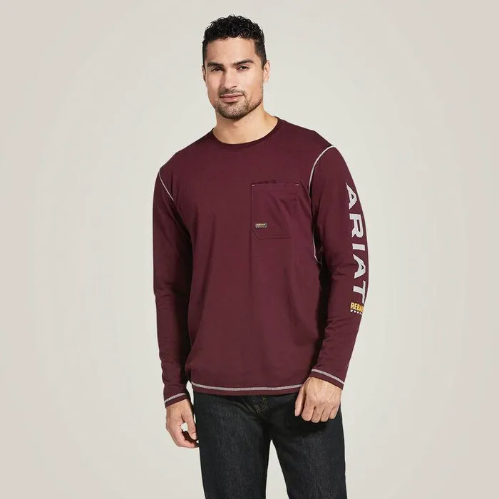Men TShirts and Polos Ariat Rebar Workman Logo TShirt Malbec