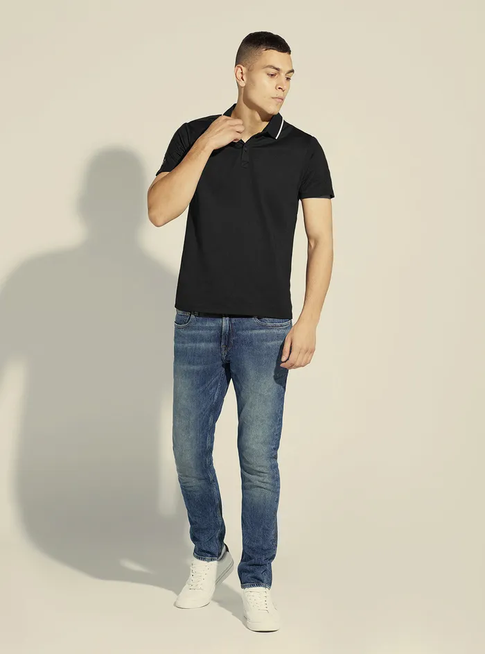 Men Tees and Tanks GUESS Black Paul Pique Tape Polo Tshirt