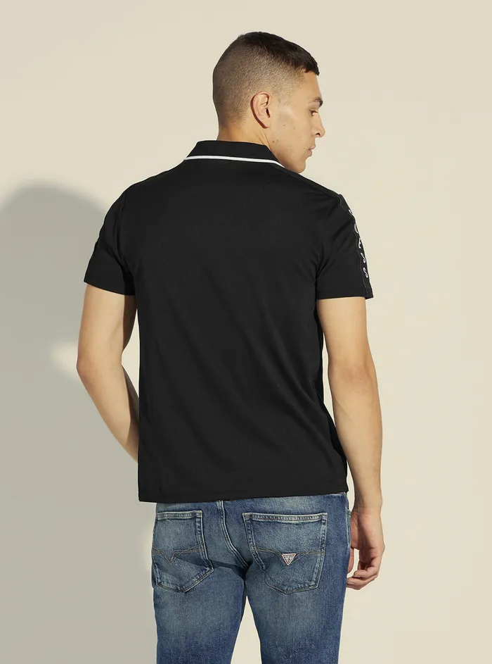 Men Tees and Tanks GUESS Black Paul Pique Tape Polo Tshirt