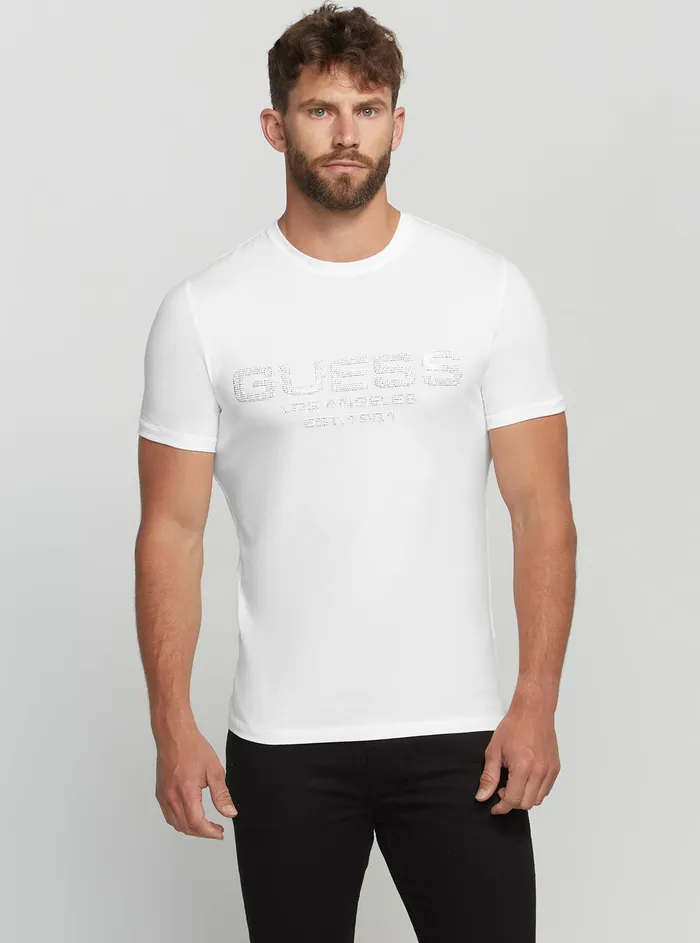 Men Tees and Tanks GUESS Eco White Bertil Logo Tshirt