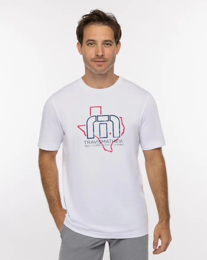 Men Tees TravisMathew BUCKING BULL TEE White