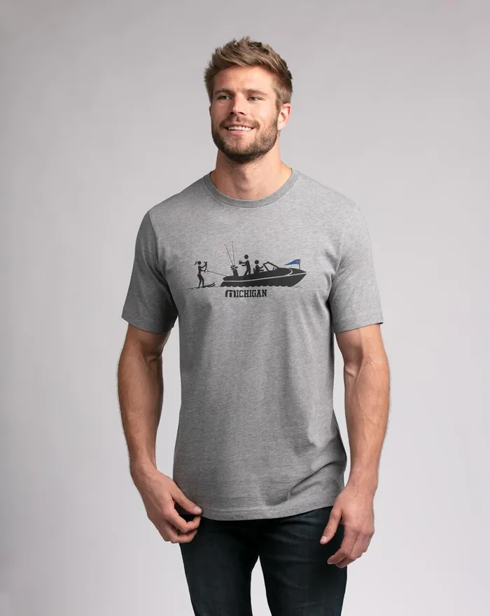 Men Tees TravisMathew LAKE STATE TEE Heather Grey