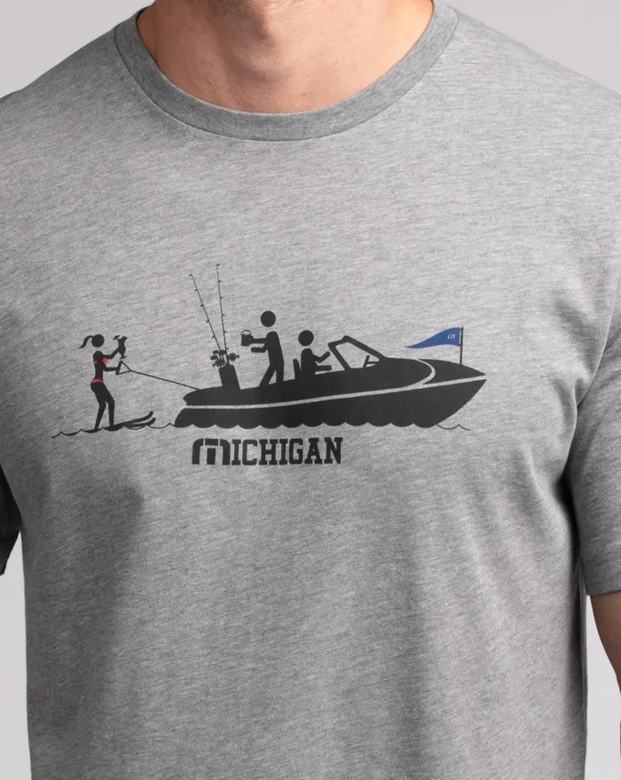 Men Tees TravisMathew LAKE STATE TEE Heather Grey Men Tees TravisMathew LAKE STATE TEE Heather Grey