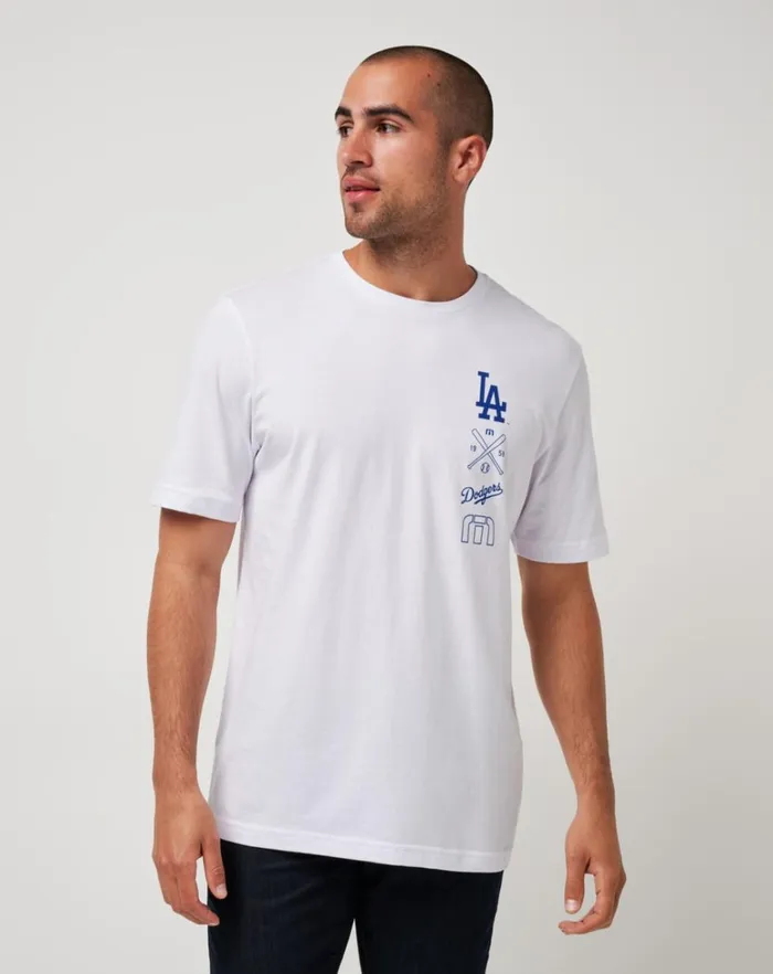 Men Tees TravisMathew LOS ANGELES DODGERS SUNSET SLAM TEE White