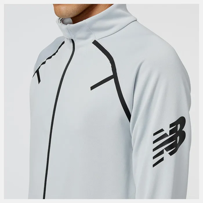 Men Tenacity Football Training Track Jacket Light Aluminum New Balance Jackets and Vests
