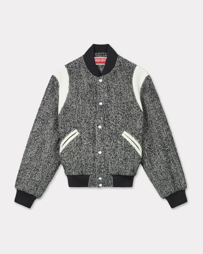 Men Varsity Jacket In Wool Black Kenzo Jackets And Coats