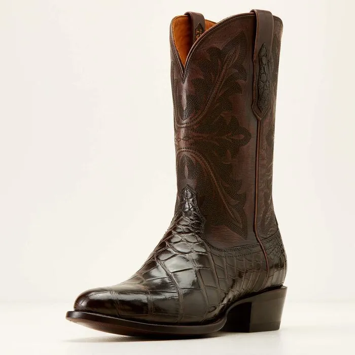 Men Western Boots Ariat Bench Made James Western Boot Hickory American Alligator