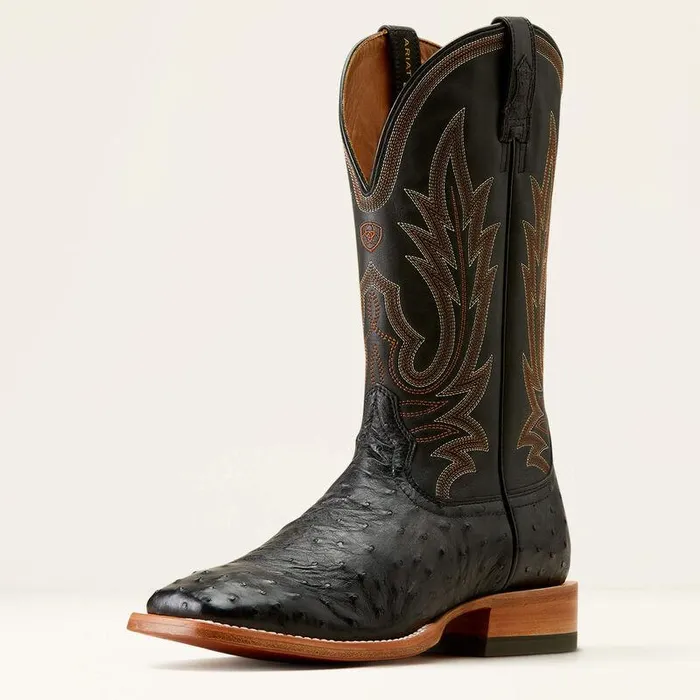 Men Western Boots Ariat Showboat Cowboy Boot Black Full Quill Ostrichancient Black