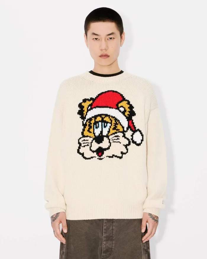 MenWomen 039KENZO VERDY MARKET039 Genderless Jumper In Wool And Cotton Off White Kenzo Sweaters And Cardigans