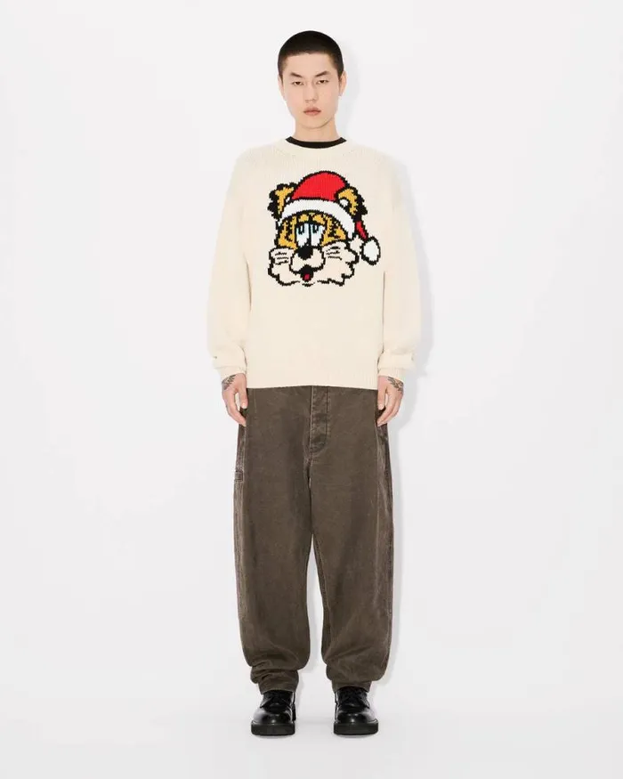 MenWomen 039KENZO VERDY MARKET039 Genderless Jumper In Wool And Cotton Off White Kenzo Sweaters And Cardigans