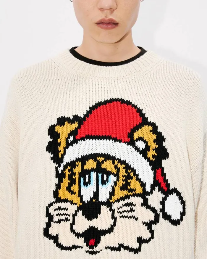 MenWomen 039KENZO VERDY MARKET039 Genderless Jumper In Wool And Cotton Off White Kenzo Sweaters And Cardigans