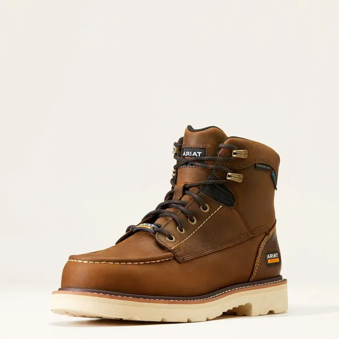 Men Work Boots Ariat Rebar Lift 6quot Waterproof Composite Toe Work Boot Distressed Brown