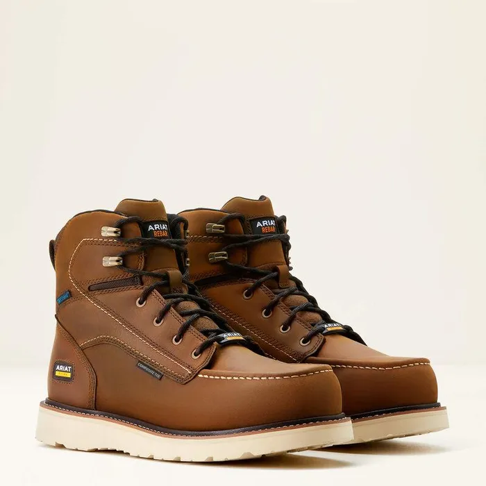 Men Work Boots Ariat Rebar Wedge Moc Toe 6quot Waterproof Composite Toe Work Boot Distressed Brown Men Work Boots Ariat Rebar Wedge Moc Toe 6quot Waterproof Composite Toe Work Boot Distressed Brown