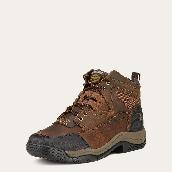 Men Work Boots Ariat Terrain Wide Square Toe Steel Toe Work Boot Distressed Brown
