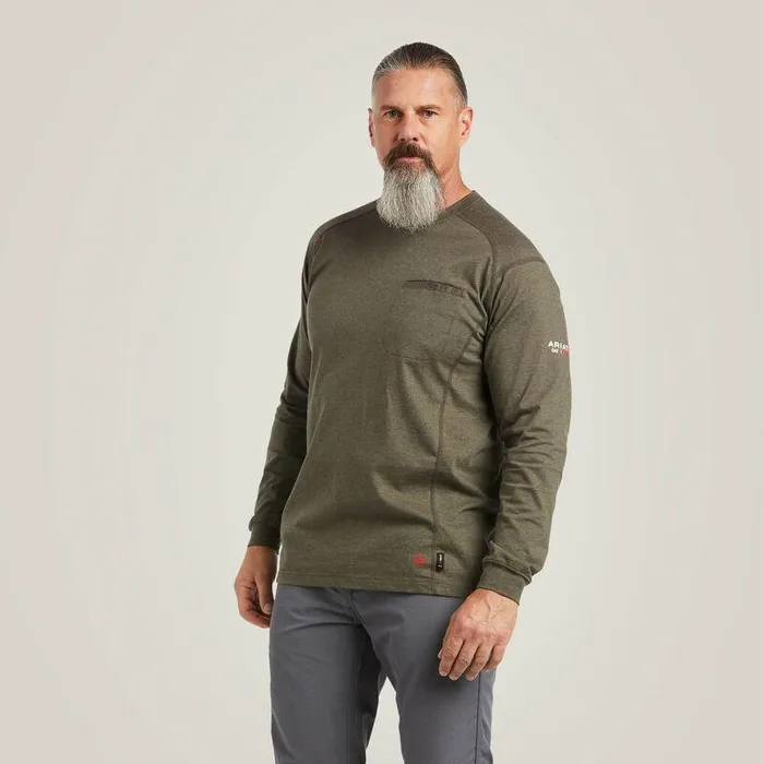 Men Workwear Ariat FR Air Rig Life Graphic TShirt Sage Heather