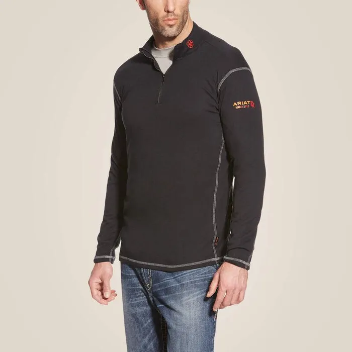 Men Workwear Ariat FR Polartec 14 Zip Top Black