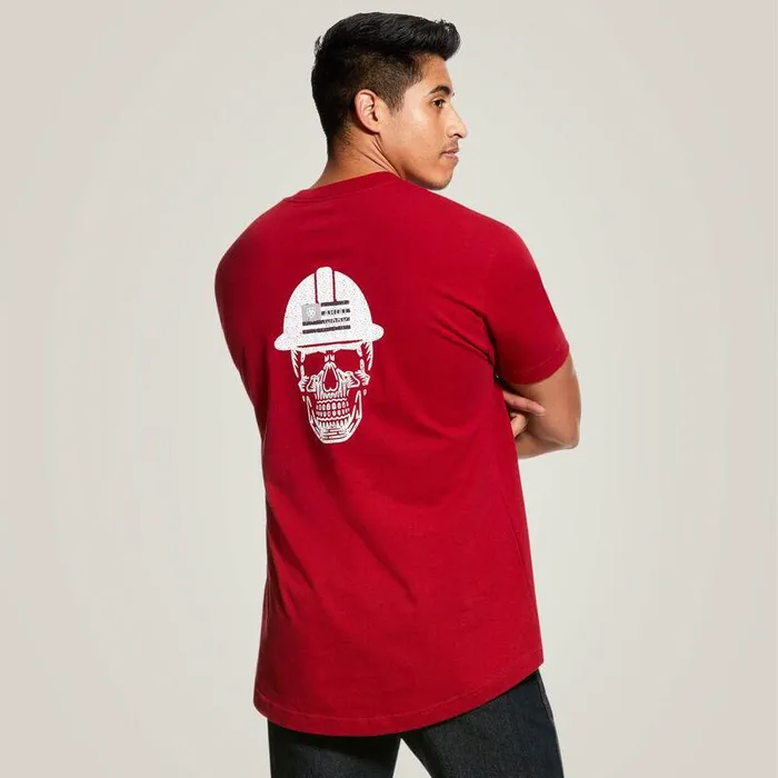 Men Workwear Ariat Rebar Cotton Strong Roughneck Graphic TShirt Rio Red