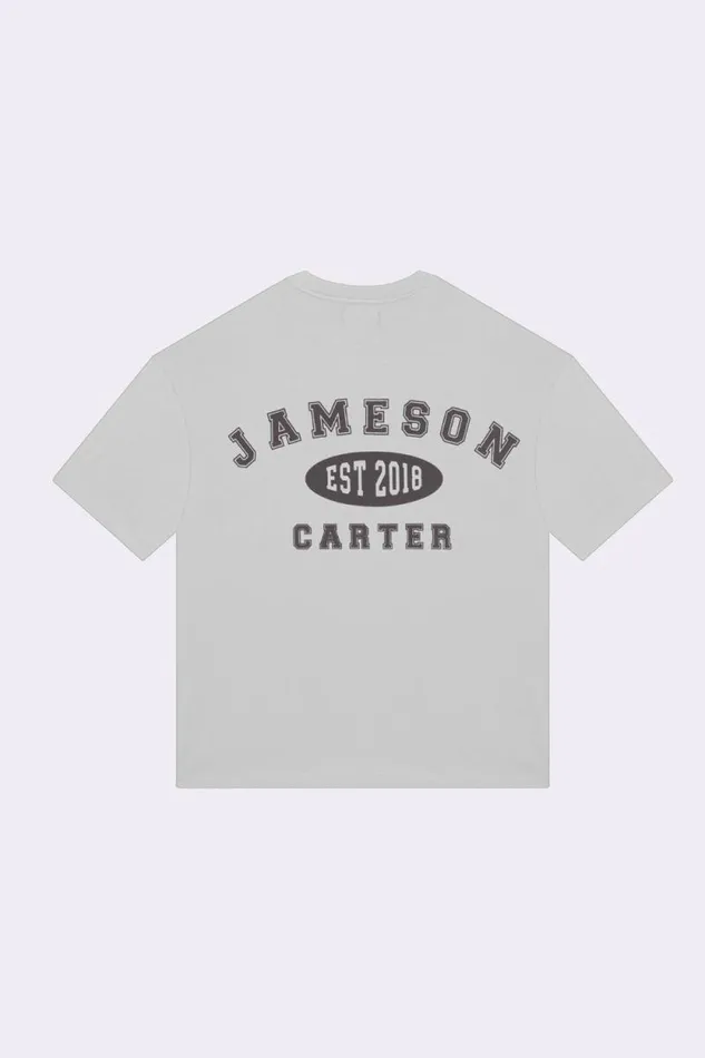 Mens EST 2018 TShirt 8211 Light Grey Jameson Carter TShirts