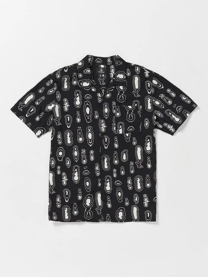 Mens Shirts and Flannels Volcom Shaken Stirred Woven Short Sleeve Shirt 8211 Black