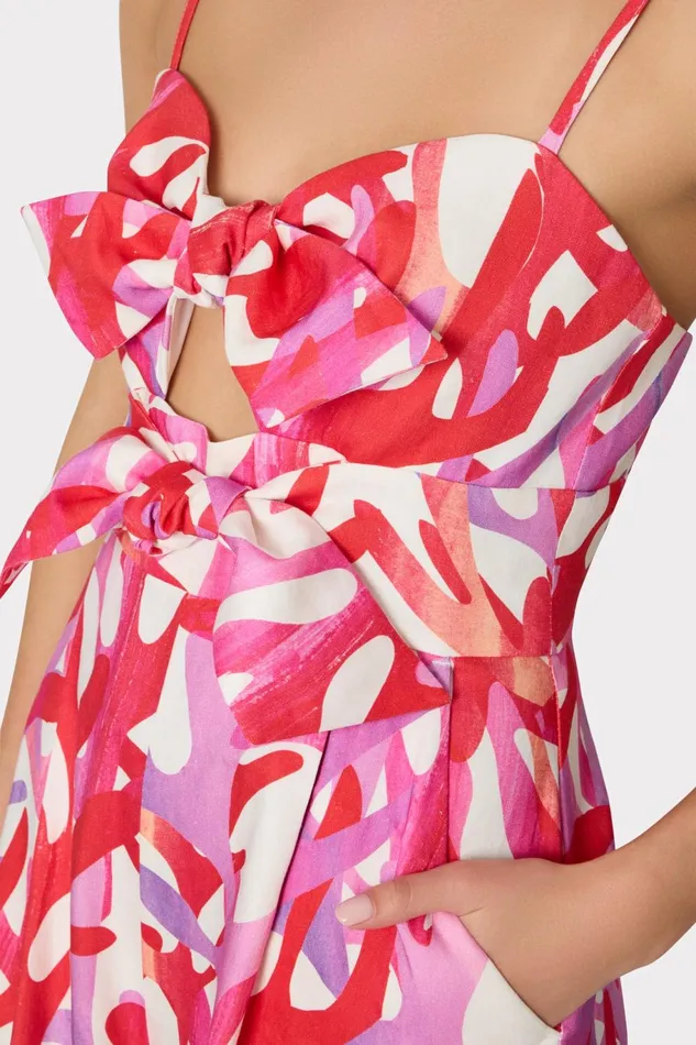 Milly Anya Under The Sea Linen Romper Pink Multi Women Swim and Coverups