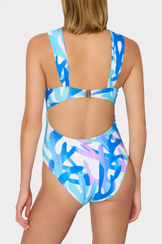 Milly Betsy Italian Under The Sea Bandeau One Piece Blue Multi Women Swim and Coverups Milly Betsy Italian Under The Sea Bandeau One Piece Blue Multi Women Swim and Coverups