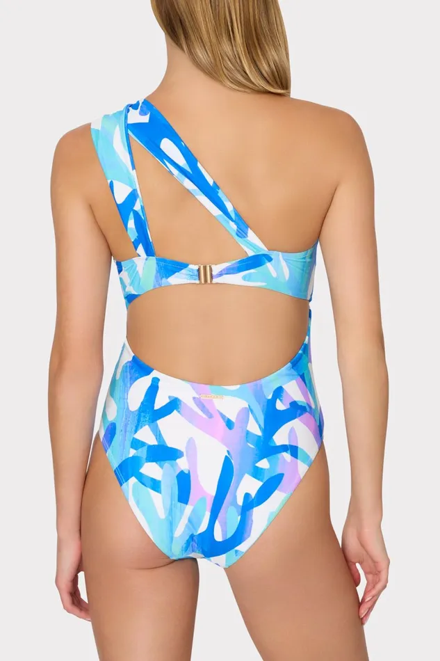 Milly Betsy Italian Under The Sea Bandeau One Piece Blue Multi Women Swim and Coverups Milly Betsy Italian Under The Sea Bandeau One Piece Blue Multi Women Swim and Coverups