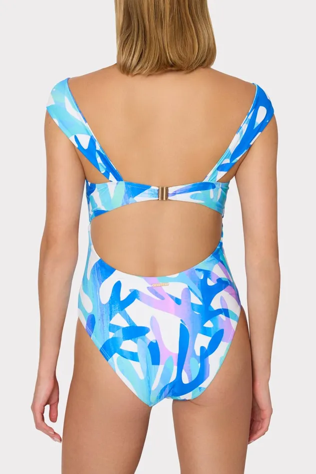 Milly Betsy Italian Under The Sea Bandeau One Piece Blue Multi Women Swim and Coverups Milly Betsy Italian Under The Sea Bandeau One Piece Blue Multi Women Swim and Coverups