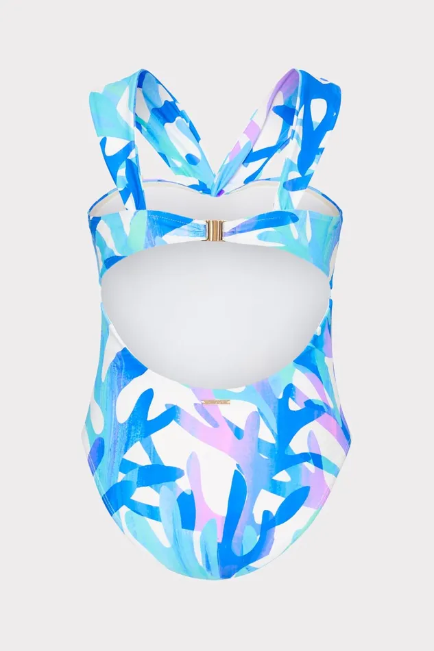 Milly Betsy Italian Under The Sea Bandeau One Piece Blue Multi Women Swim and Coverups Milly Betsy Italian Under The Sea Bandeau One Piece Blue Multi Women Swim and Coverups