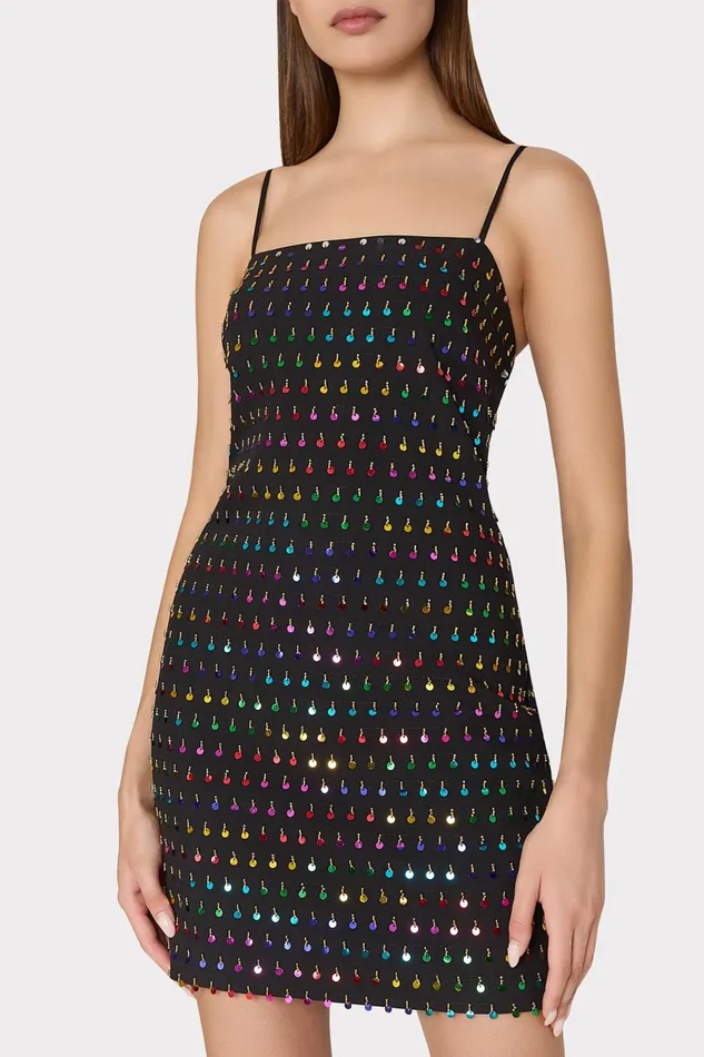 Milly Colette Beaded Sequin Mini Dress Blackrainbow Women Dresses Milly Colette Beaded Sequin Mini Dress Blackrainbow Women Dresses